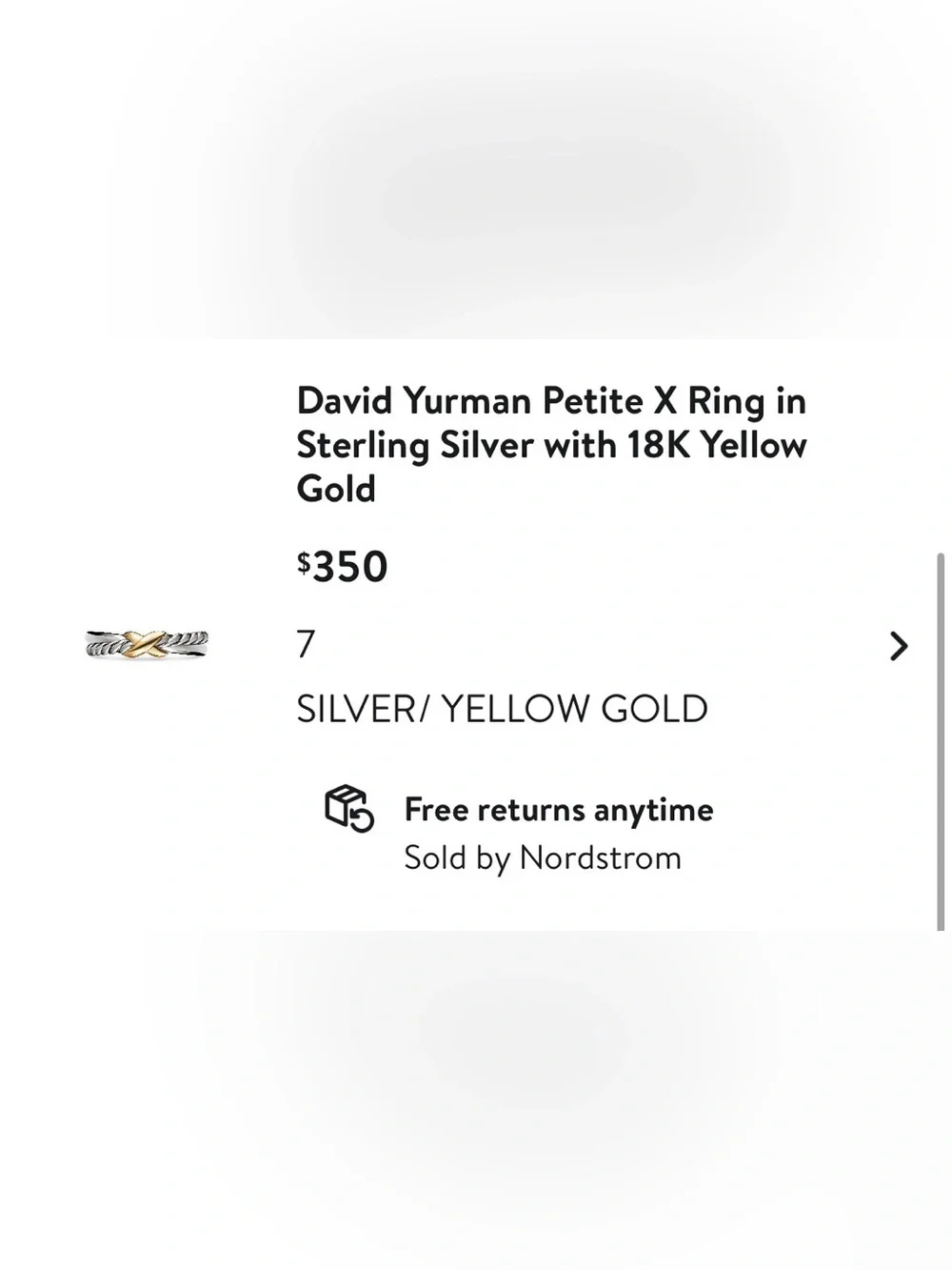 David Yurman Petite X Ring in Sterling Silver with 18k Yellow Gold